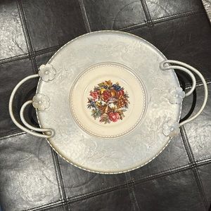Wrought Farberware Limoges server or wall decor with warranted 22k white gold